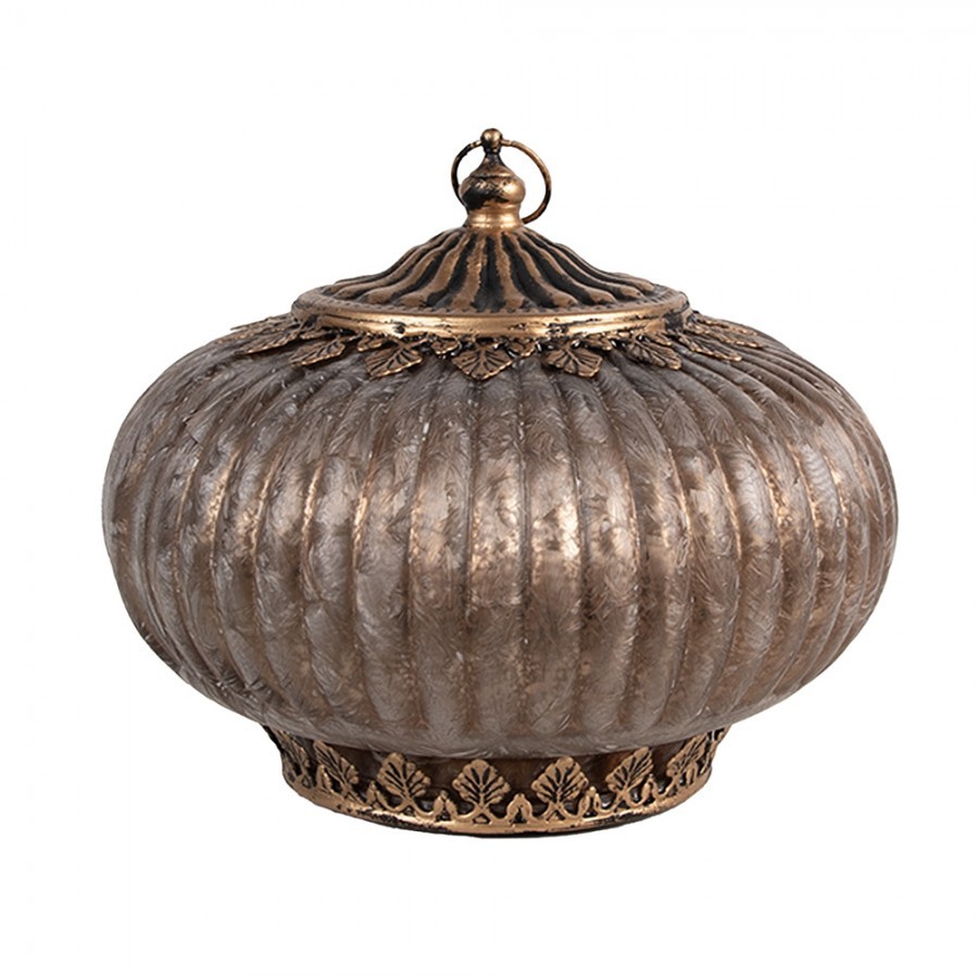 Hnědá skleněná svítící LED lucerna Balli - Ø 17*14 cm