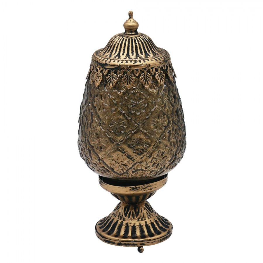 Hnědá skleněná svítící LED lucerna Balli - Ø 8*19 cm 