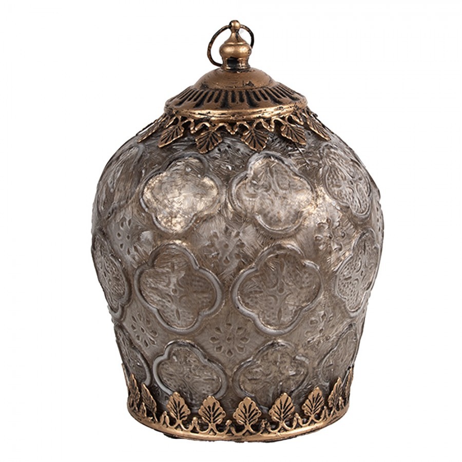 Hnědá skleněná svítící LED lucerna Balli - Ø 13*18 cm