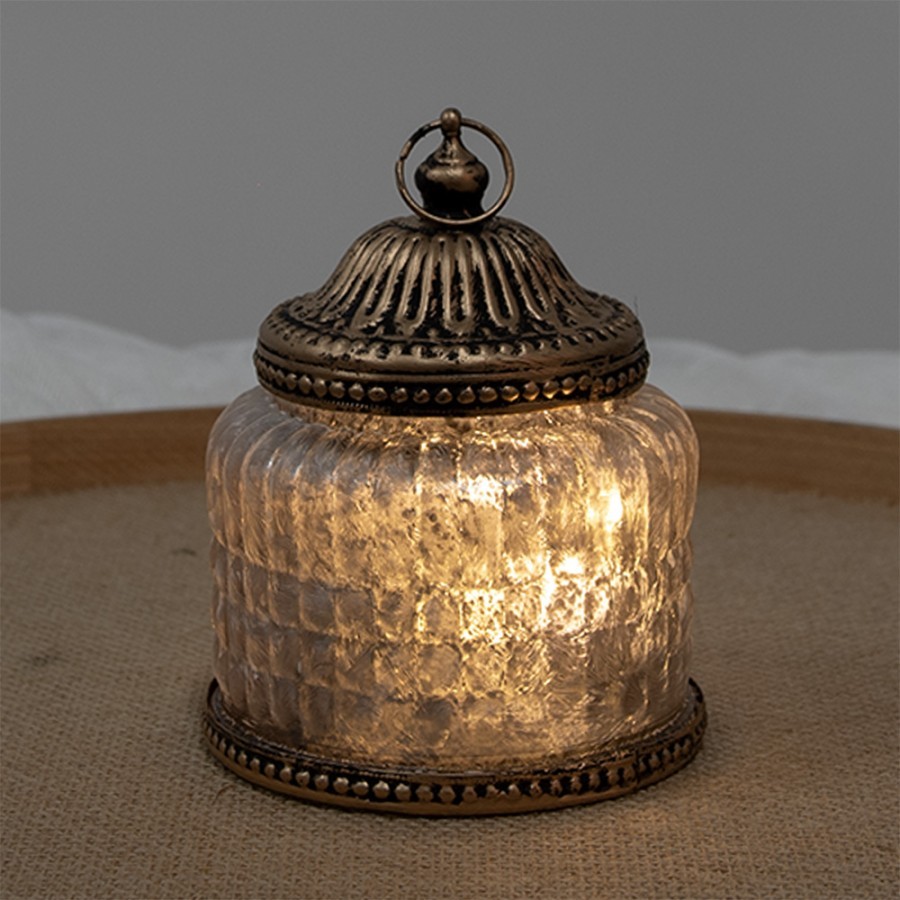 Růžová skleněná svítící LED lucerna Balli - Ø 10*13 cm