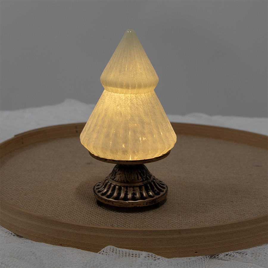 Zelený skleněný dekorační svítící stromek LED Tree - Ø 10*18 cm 
