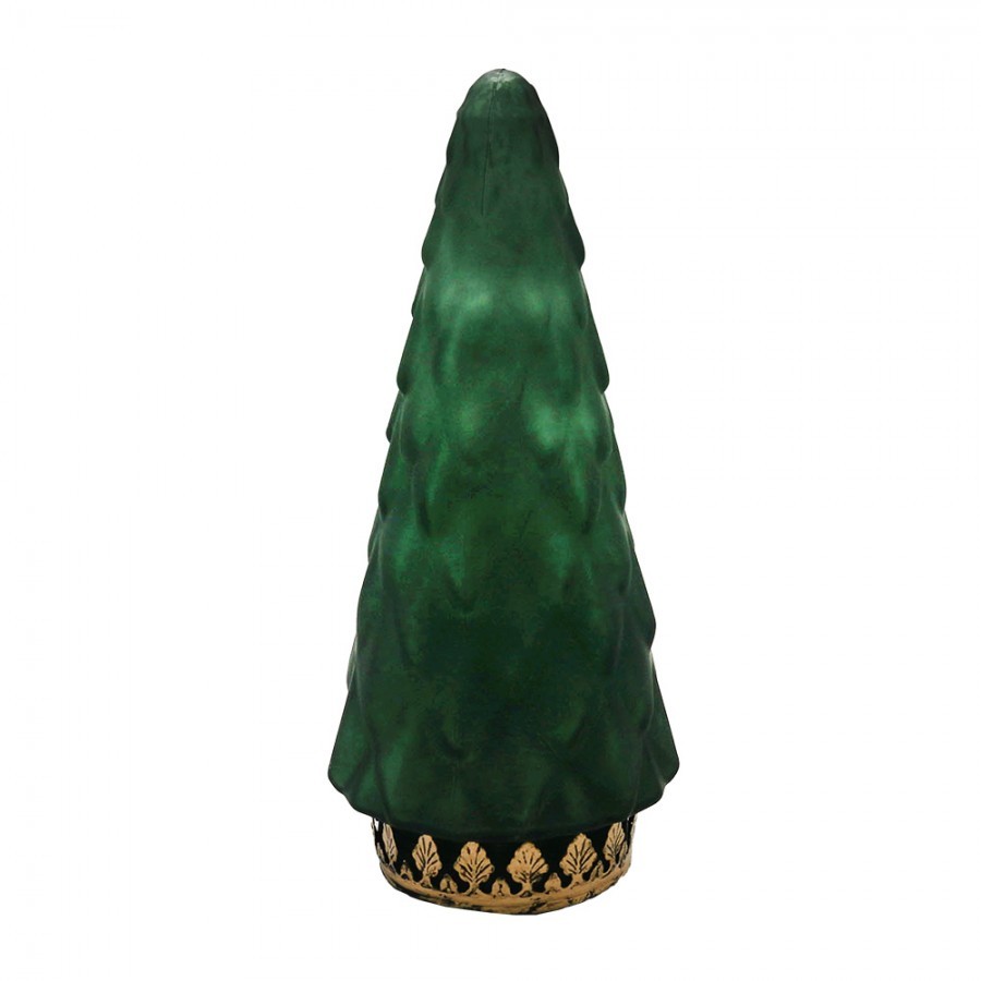 Zelený skleněný dekorační svítící stromek LED Tree - Ø 11*24 cm 