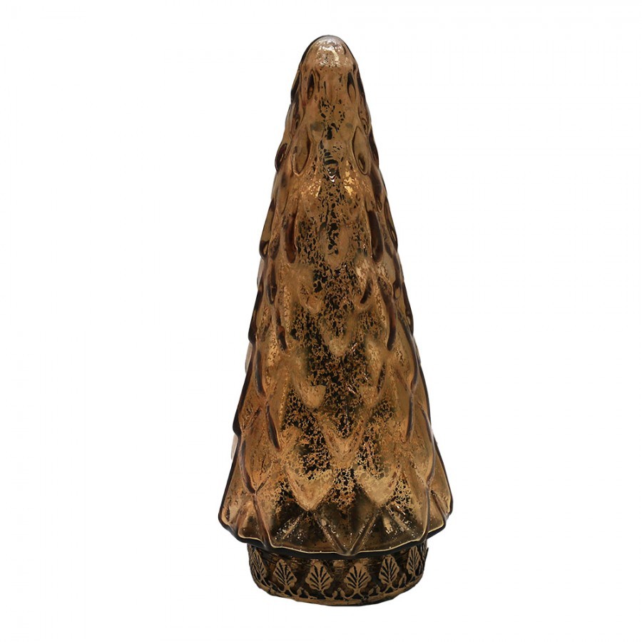 Měděný skleněný dekorační svítící stromek LED Tree - Ø 11*24 cm 