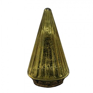 Zlatý skleněný dekorační svítící stromek LED Tree - Ø 11*19 cm 