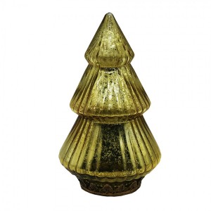 Zlatý skleněný dekorační svítící stromek LED Tree - Ø 13*23 cm 
