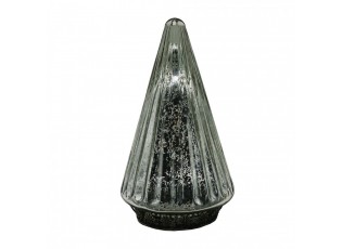 Christmas Decoration With LED Lighting Christmas Tree ? 11x19 Cm Silver Colored Glass - 11,00 cm