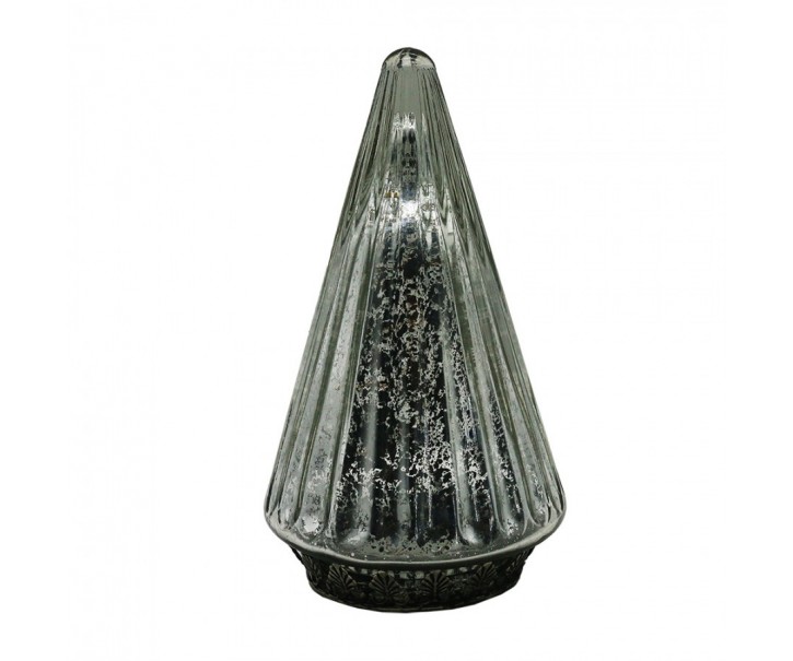 Christmas Decoration With LED Lighting Christmas Tree ? 11x19 Cm Silver Colored Glass - 11,00 cm Clayre & Eef