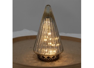 Christmas Decoration With LED Lighting Christmas Tree ? 11x19 Cm Silver Colored Glass - 11,00 cm