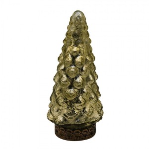 Zlatý skleněný dekorační svítící stromek LED Tree - Ø 8*16 cm 