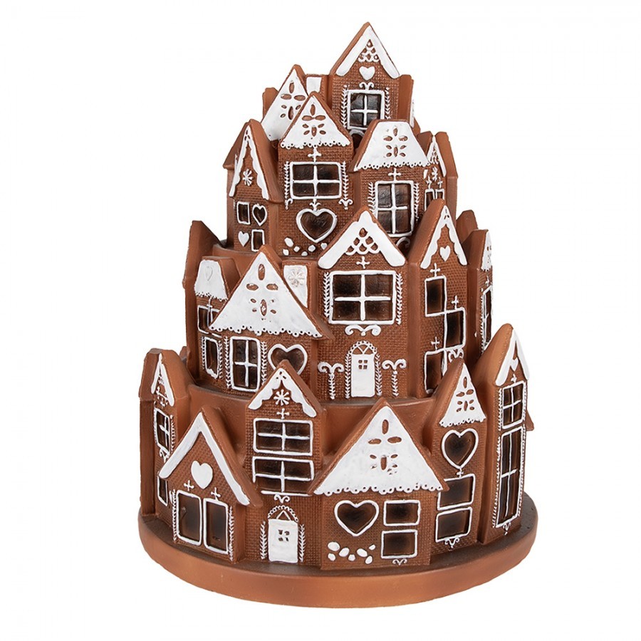 Svítící perníková věž z chaloupek Gingerbread House - Ø 21 * 26 cm/ 3*AAA Clayre & Eef