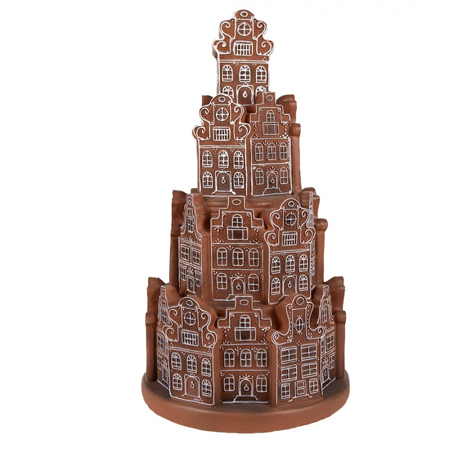 Svítící perníková věž z chaloupek Gingerbread House - Ø 18 * 33 cm/ 3*AAA Clayre & Eef