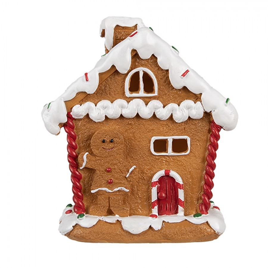 Vánoční perníková chaloupka s Led světýlky Gingerbread House - 11*9*13 cm Clayre & Eef