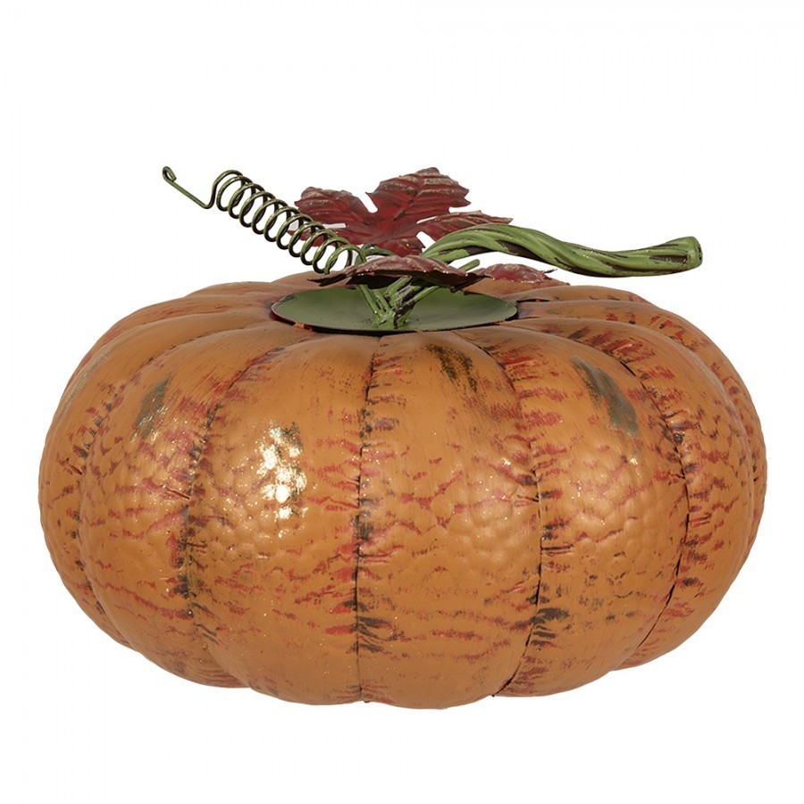 Oranžová kovová dekorace dýně Pumpkin - Ø 31*20 cm 