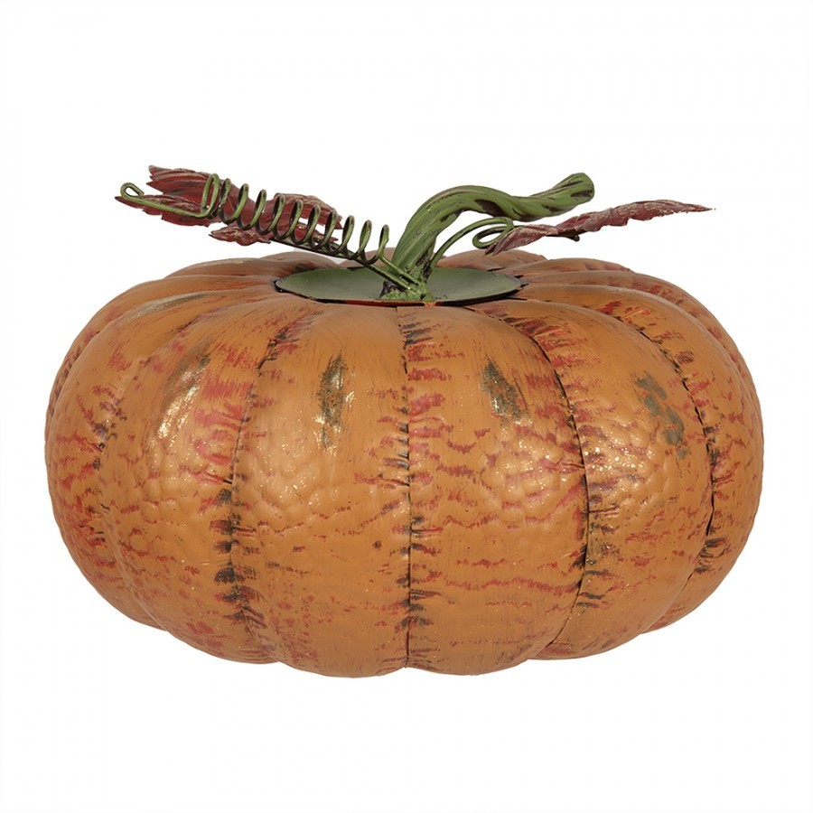 Oranžová kovová dekorace dýně Pumpkin - Ø 31*20 cm 