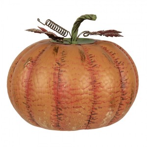 Oranžová kovová dekorace dýně Pumpkin - Ø 34*29 cm 