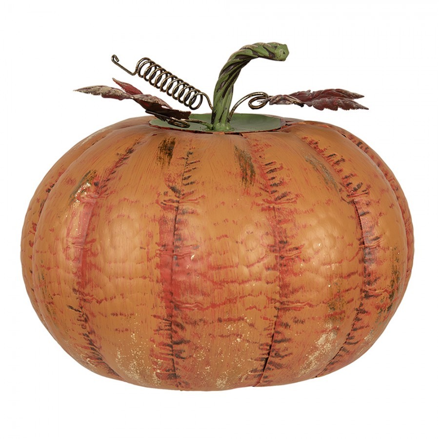 Oranžová kovová dekorace dýně Pumpkin - Ø 34*29 cm 