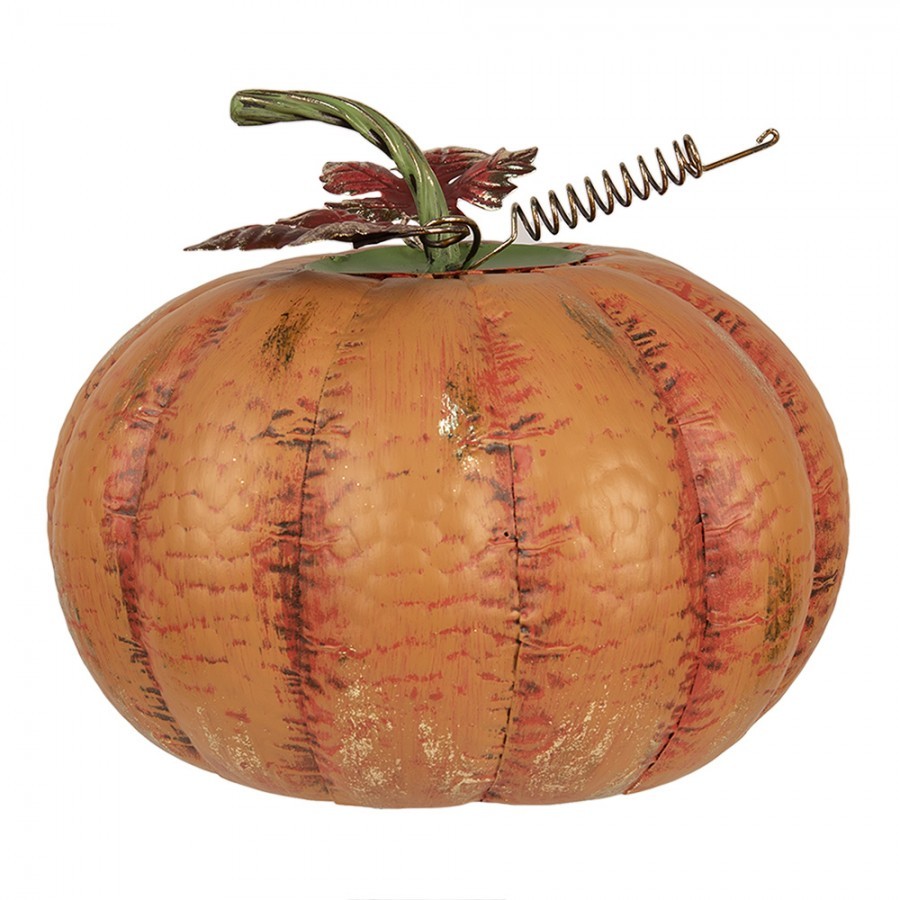 Oranžová kovová dekorace dýně Pumpkin - Ø 34*29 cm 