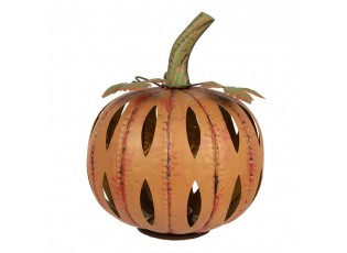 Oranžová kovová dekorace dýně Pumpkin s Led světýlky - 28*34 cm 