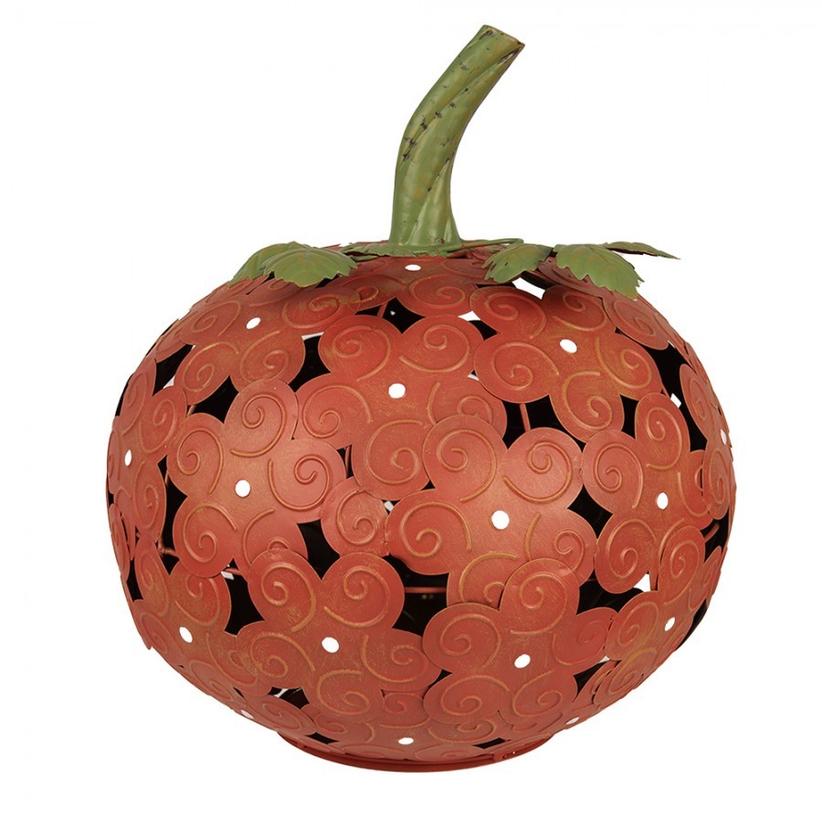 Oranžová kovová dekorace dýně Pumpkin s Led světýlky - 34*38 cm 