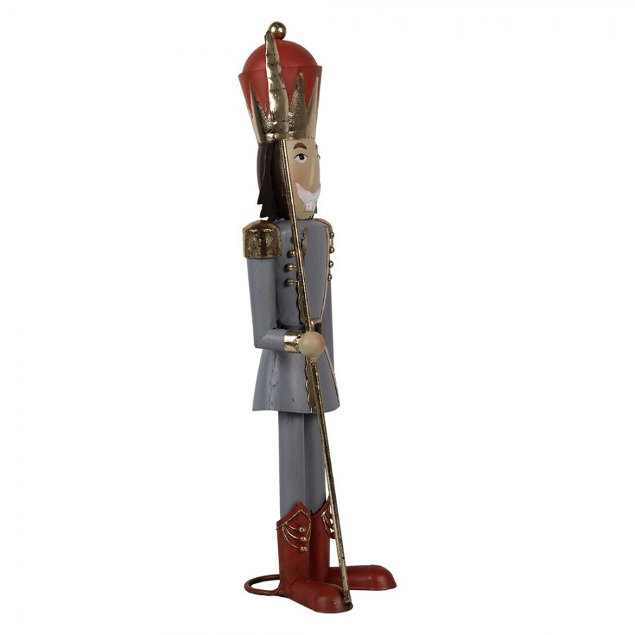 Šedá antik kovová dekorace socha Louskáček - 12*9*36 cm