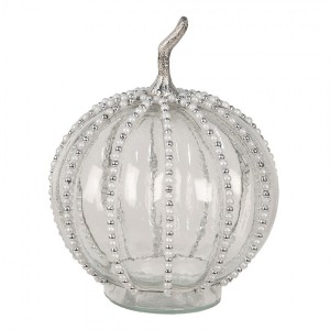 Transparentní skleněná dýně Pumpkin s korálky - 20*27 cm 