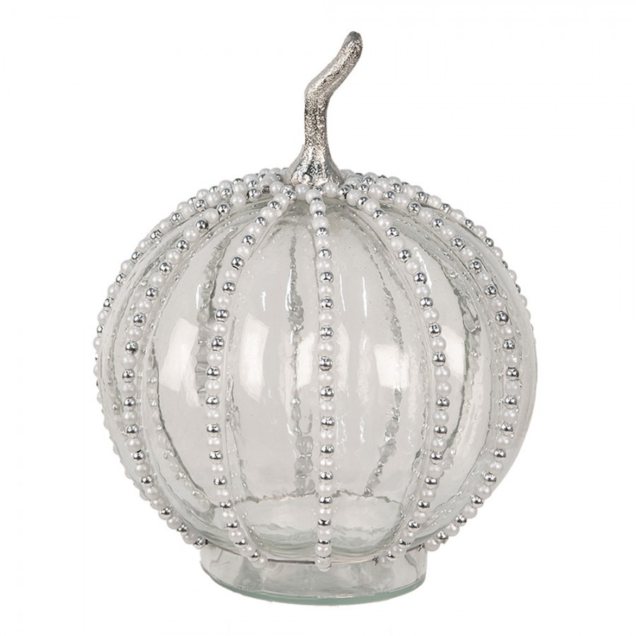 Transparentní skleněná dýně Pumpkin s korálky - 20*27 cm 