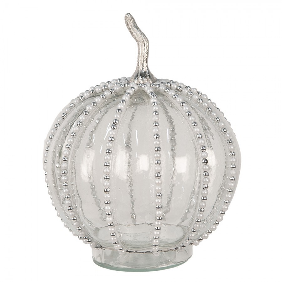 Transparentní skleněná dýně Pumpkin s korálky - 20*27 cm 
