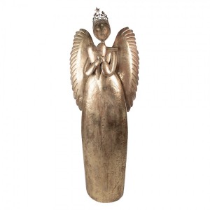 Zlatá antik kovová dekorace anděl v životní velikosti Christmas Angel - 74*31*204 cm
