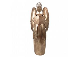 Zlatá antik kovová dekorace anděl v životní velikosti Christmas Angel - 62*25*169 cm