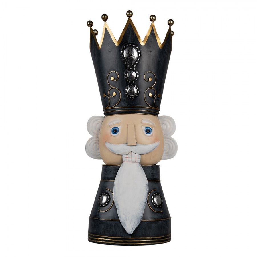 Šedá kovová dekorace Louskáček - 30*20*68 cm