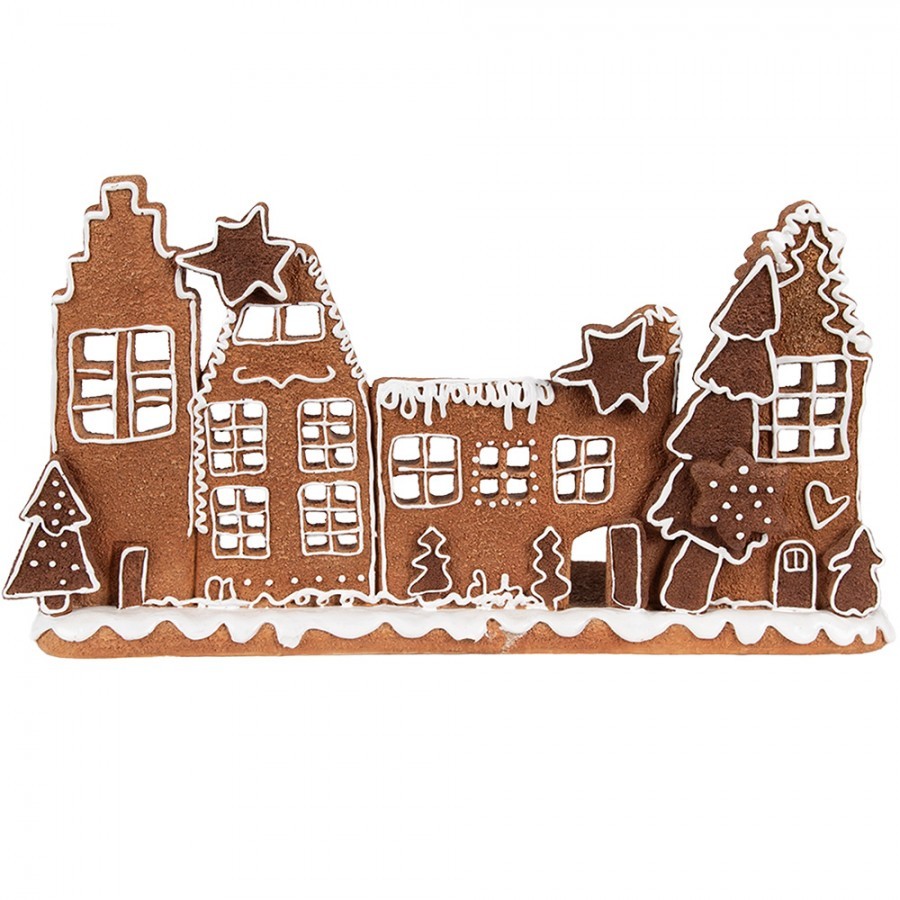 Svícen perníkové městečko na 4 čajové svíčky Gingerbread House - 27*9*15 cm