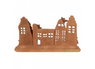 Svícen perníkové městečko na 4 čajové svíčky Gingerbread House - 27*9*15 cm