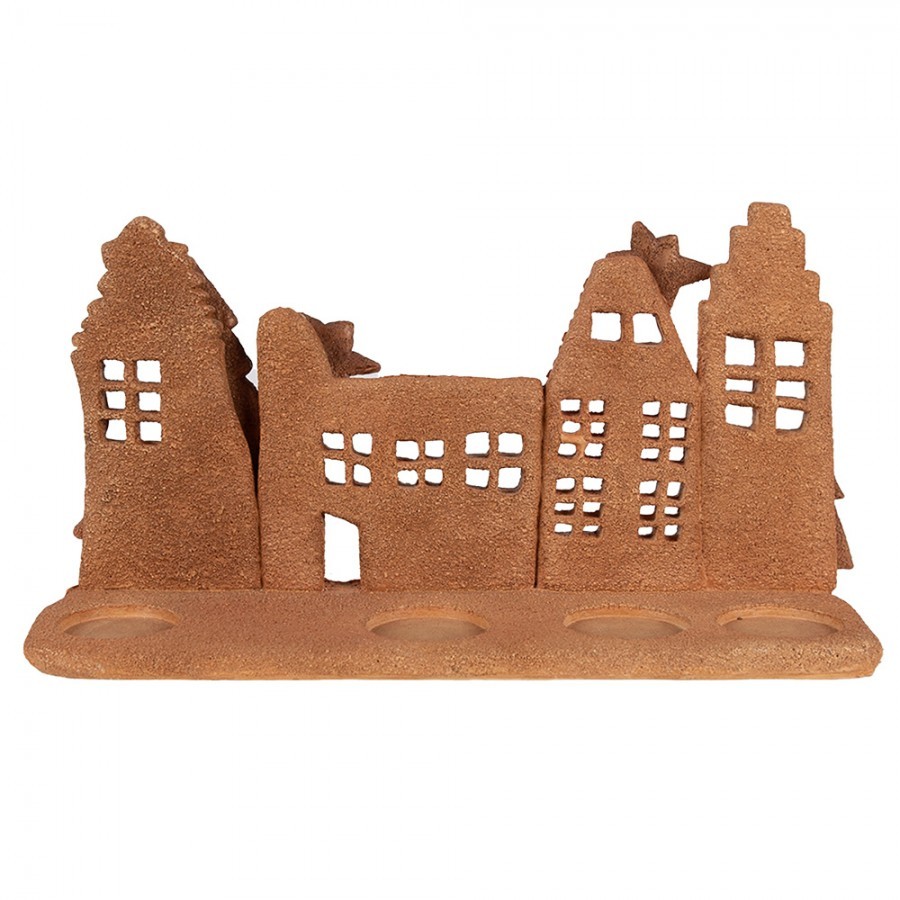Svícen perníkové městečko na 4 čajové svíčky Gingerbread House - 27*9*15 cm