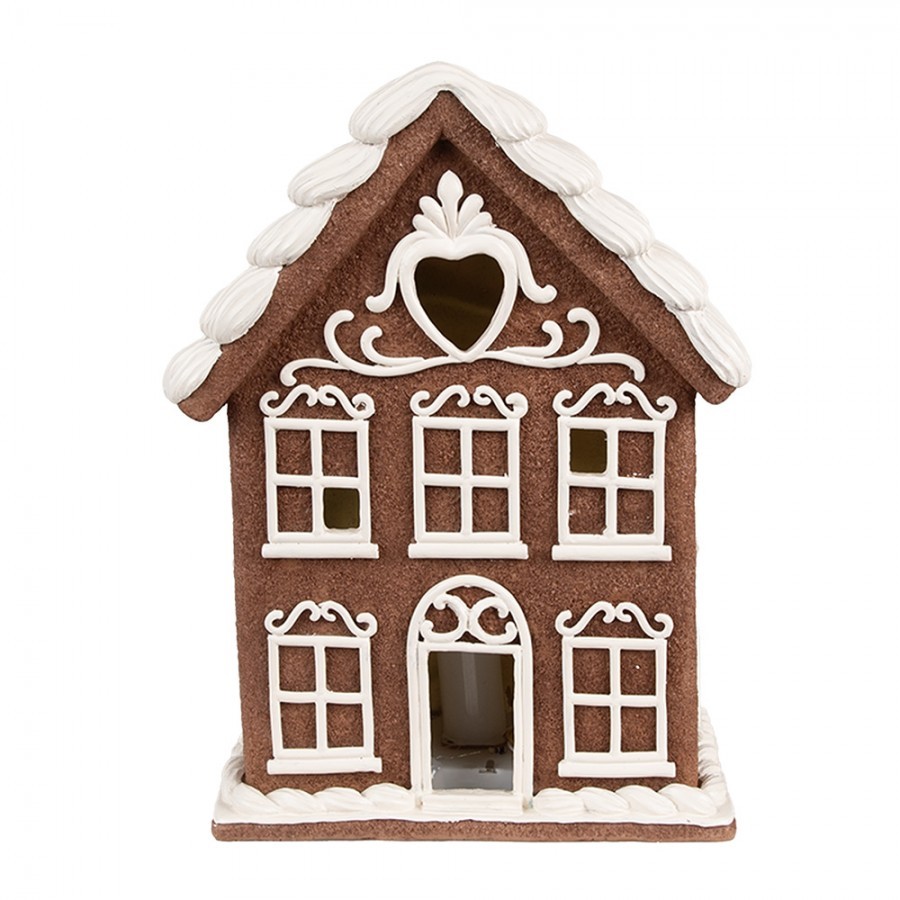 Vánoční perníková chaloupka s Led světýlky Gingerbread House - 17*10*22 cm Clayre & Eef