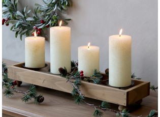 Hnědý antik dřevěný adventní svícen Advent Candle - 49*14*9 cm