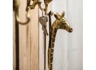 Zlaté kovové obouvadlo s hlavou žirafy Giraffe - 52 cm