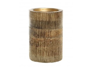 Dřevěný sloupovitý svícen na širokou svíčku Mango Wood L - Ø 10*15 cm