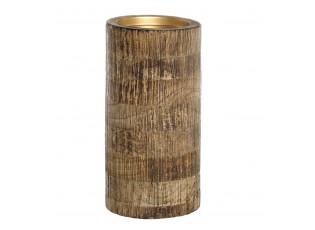 Dřevěný sloupovitý svícen na širokou svíčku Mango Wood XL - Ø 10*20 cm