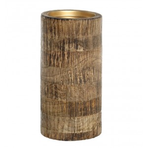Dřevěný sloupovitý svícen na širokou svíčku Mango Wood XL - Ø 10*20 cm