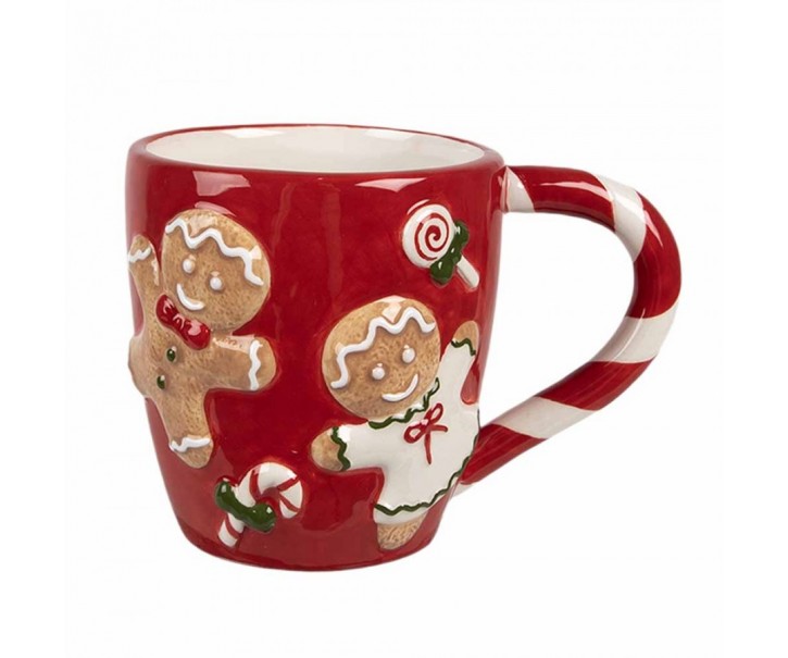 Červený hrnek s perníčky Gingerbread - 14*9*10 cm / 325 ml Clayre & Eef