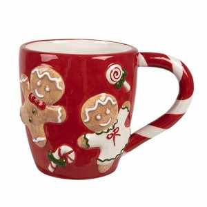 Červený hrnek s perníčky Gingerbread - 14*9*10 cm / 325 ml