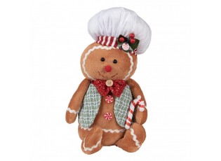 Hnědá vánoční plyšová dekorace Perníček Gingerbread - 19*14*35 cm