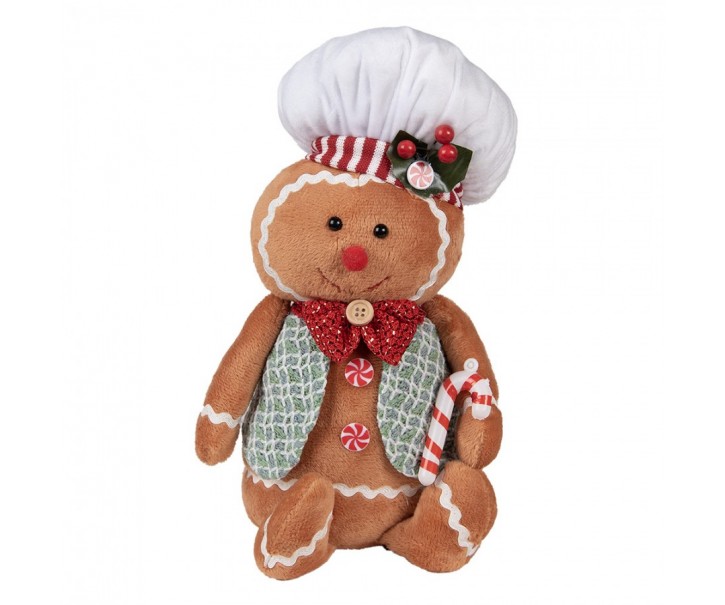 Hnědá vánoční plyšová dekorace Perníček Gingerbread - 19*14*35 cm