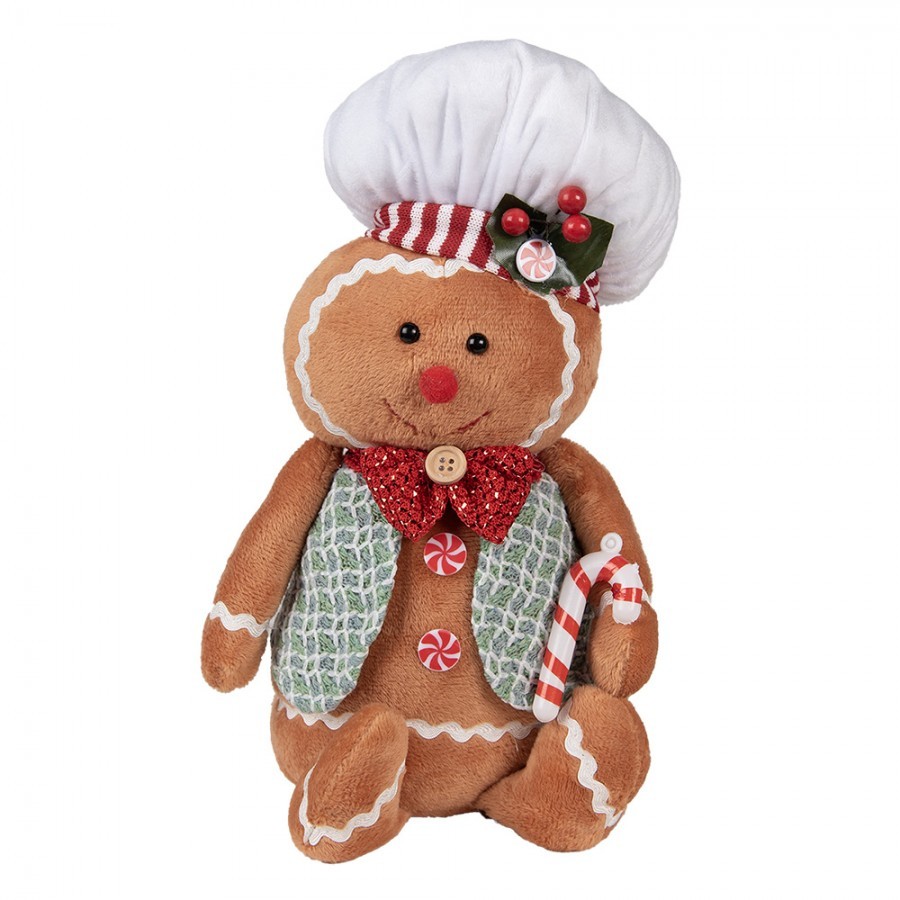 Hnědá vánoční plyšová dekorace Perníček Gingerbread - 19*14*35 cm