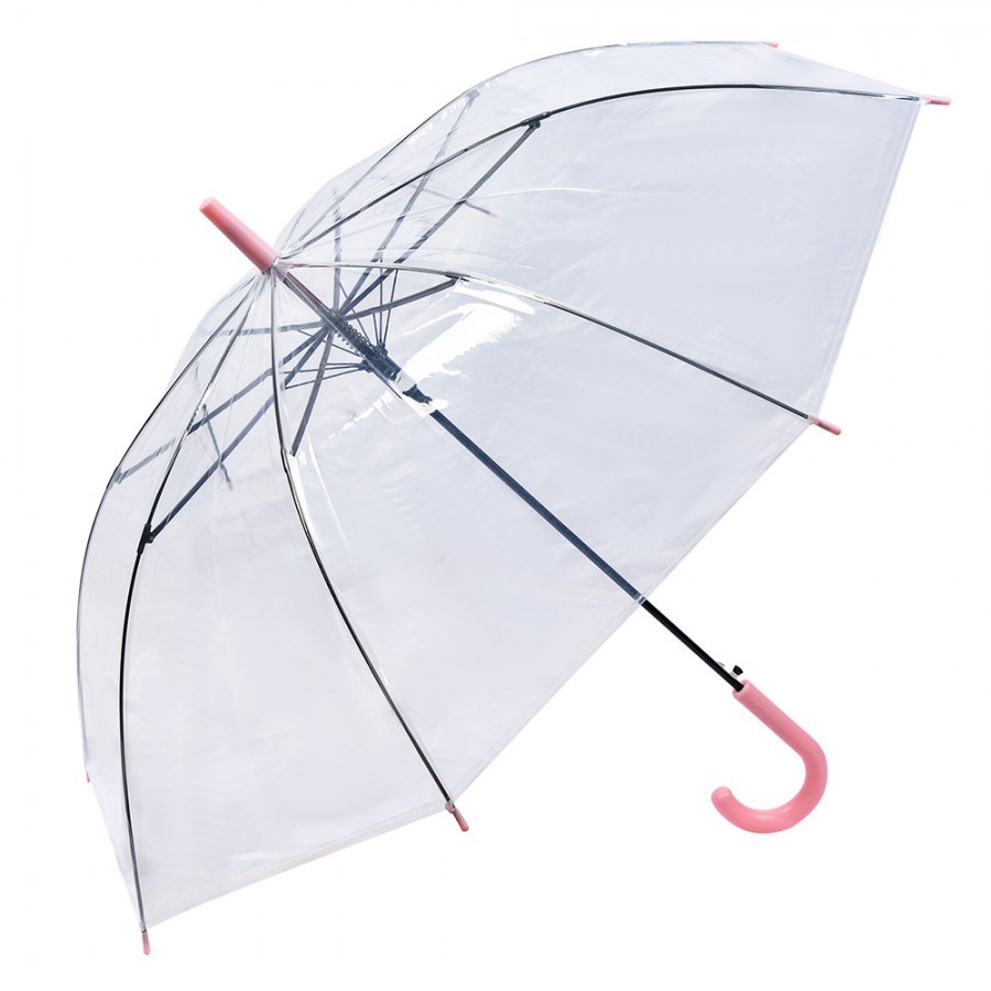 Transparetní deštník s růžovým držadlem pro dospělé - Ø 98*80 cm