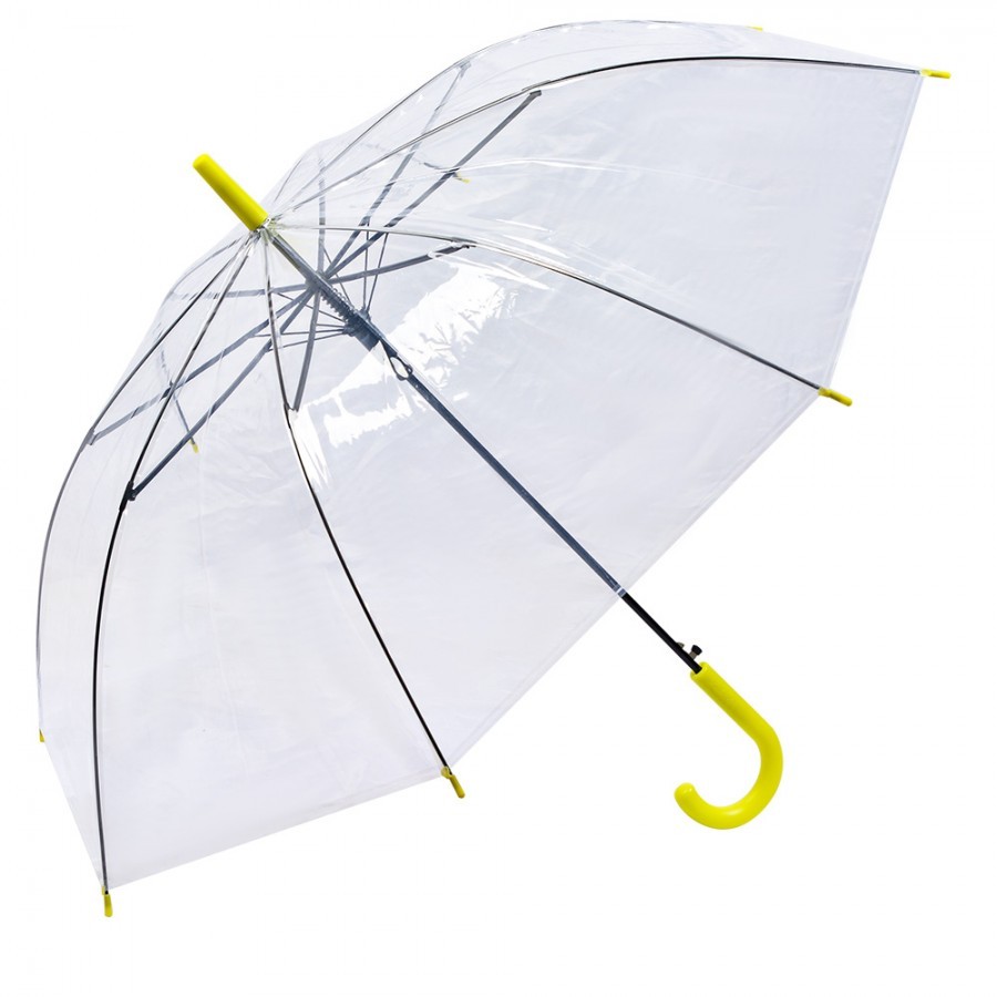 Transparetní deštník se žlutým držadlem pro dospělé - Ø 98*80 cm