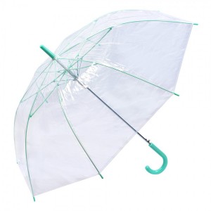 Transparetní deštník se zeleným držadlem pro dospělé - Ø 98*82 cm