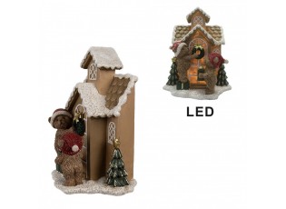 Svítící perníková chaloupka s medvídky Gingerbread House - 15*10*18 cm