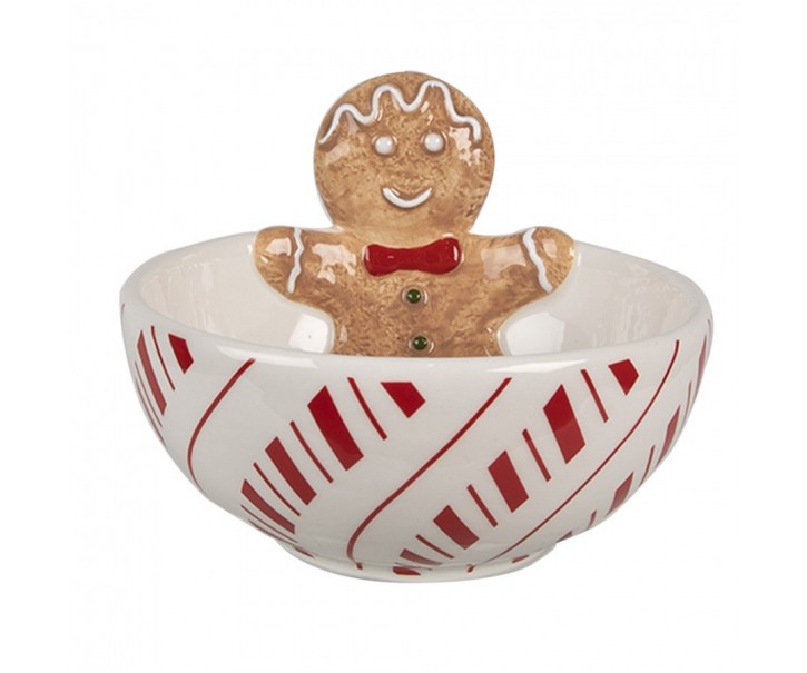 Bílá keramická miska Perníček Gingerbread - Ø 12*6 cm / 250 ml