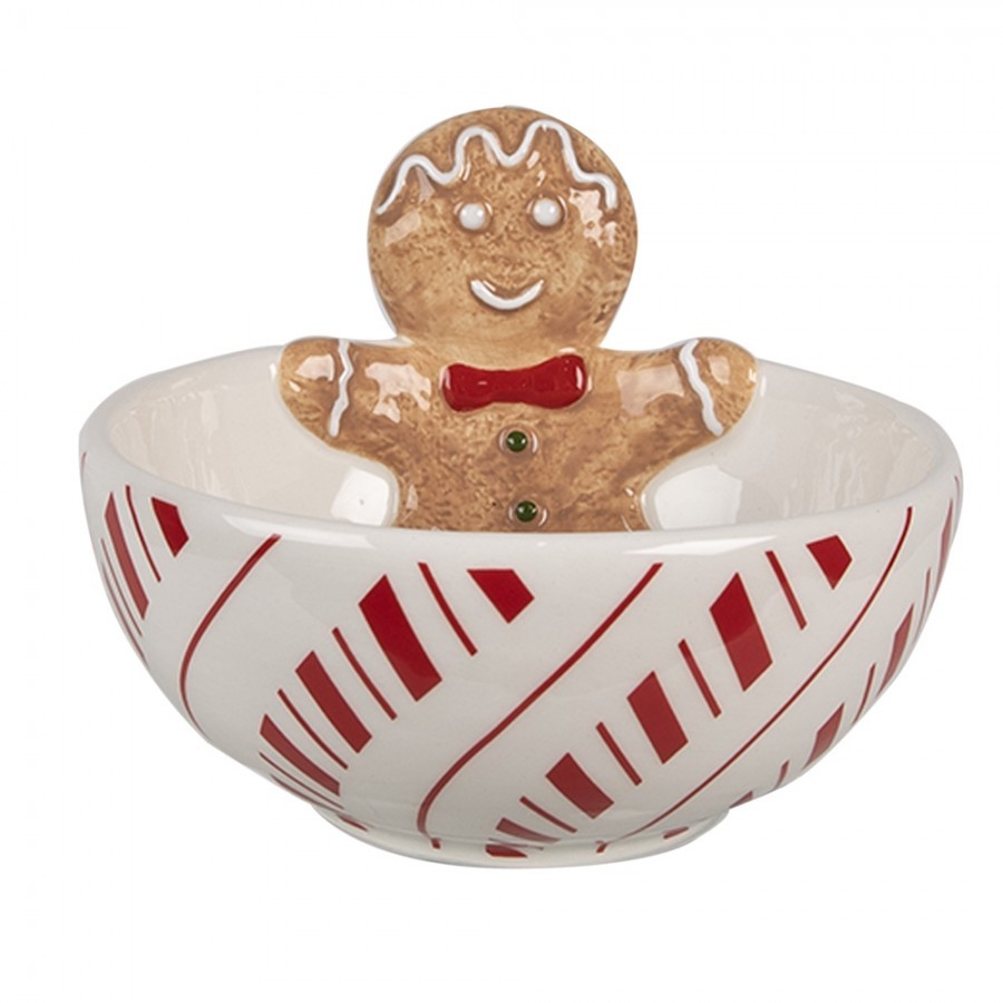 Bílá keramická miska Perníček Gingerbread - Ø 12*6 cm / 250 ml